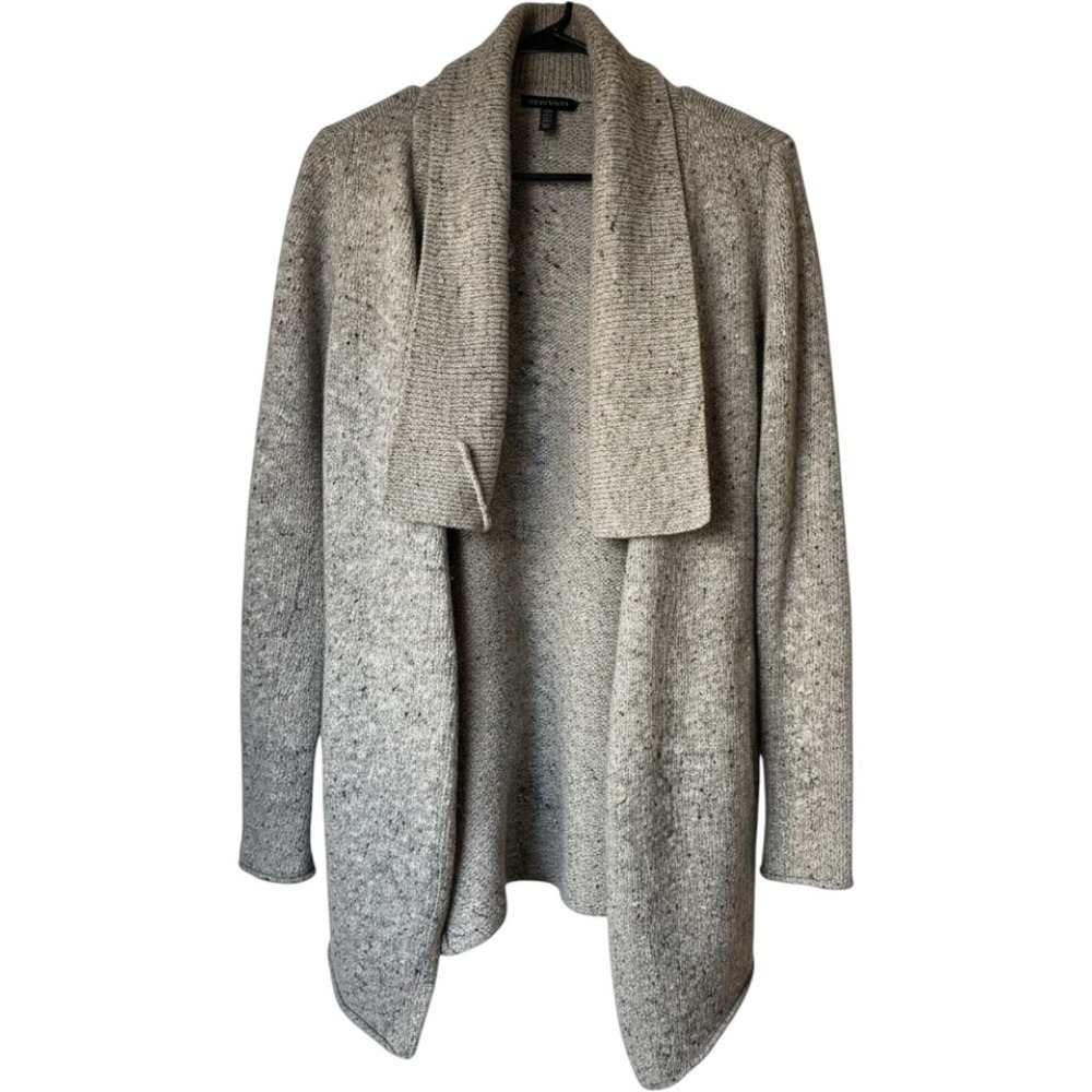 Eileen Fisher Cardigan Women Size S Grey Wool Mohair Blend Tweed Open Front Twee